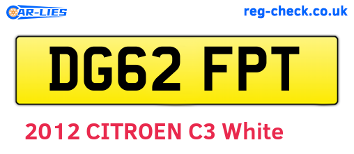 DG62FPT are the vehicle registration plates.