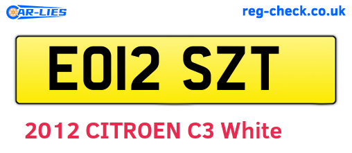 EO12SZT are the vehicle registration plates.