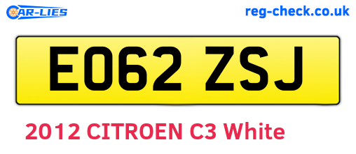 EO62ZSJ are the vehicle registration plates.
