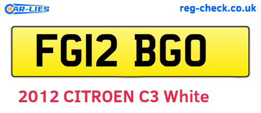FG12BGO are the vehicle registration plates.