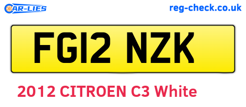 FG12NZK are the vehicle registration plates.