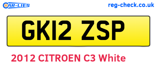 GK12ZSP are the vehicle registration plates.