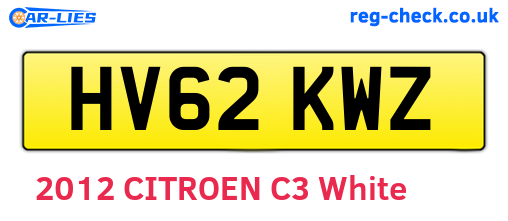 HV62KWZ are the vehicle registration plates.