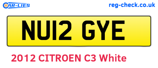 NU12GYE are the vehicle registration plates.