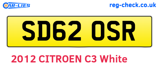SD62OSR are the vehicle registration plates.