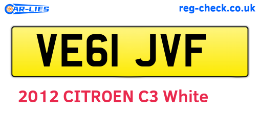 VE61JVF are the vehicle registration plates.