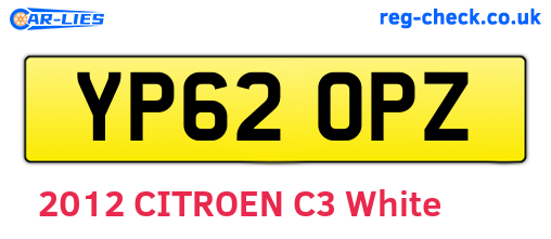 YP62OPZ are the vehicle registration plates.