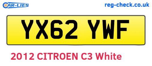 YX62YWF are the vehicle registration plates.