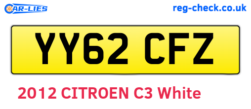 YY62CFZ are the vehicle registration plates.
