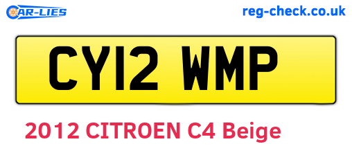 CY12WMP are the vehicle registration plates.
