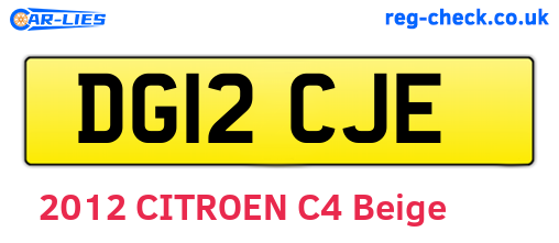 DG12CJE are the vehicle registration plates.