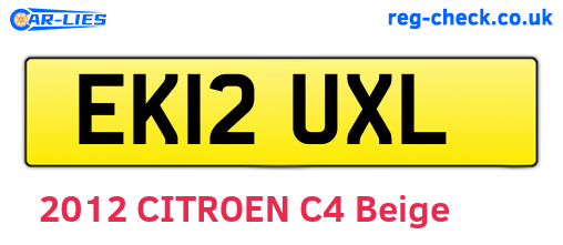 EK12UXL are the vehicle registration plates.