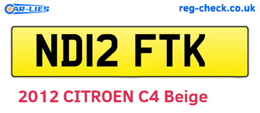 ND12FTK are the vehicle registration plates.