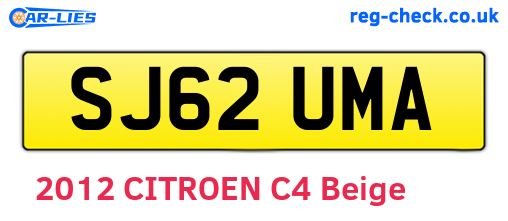 SJ62UMA are the vehicle registration plates.
