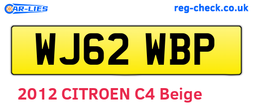 WJ62WBP are the vehicle registration plates.