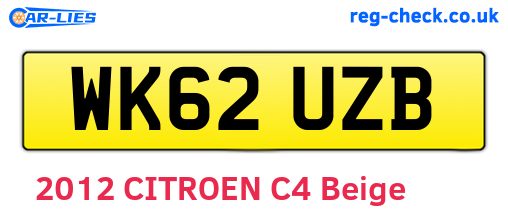 WK62UZB are the vehicle registration plates.