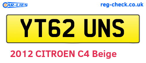 YT62UNS are the vehicle registration plates.