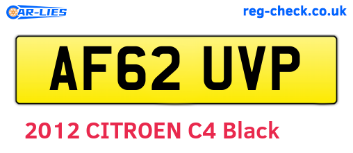 AF62UVP are the vehicle registration plates.
