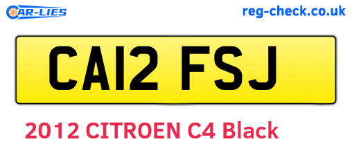 CA12FSJ are the vehicle registration plates.