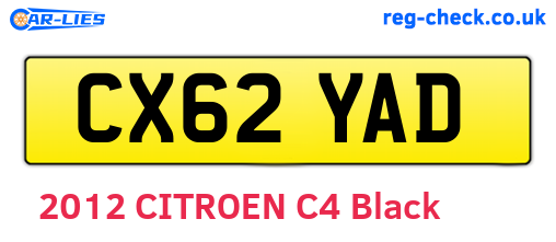 CX62YAD are the vehicle registration plates.