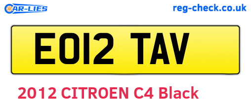 EO12TAV are the vehicle registration plates.