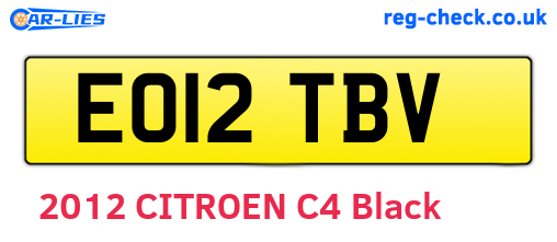 EO12TBV are the vehicle registration plates.