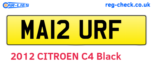 MA12URF are the vehicle registration plates.