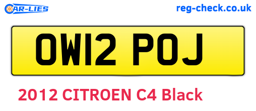 OW12POJ are the vehicle registration plates.