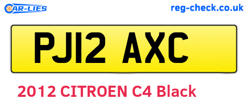 PJ12AXC are the vehicle registration plates.