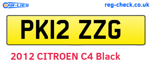 PK12ZZG are the vehicle registration plates.