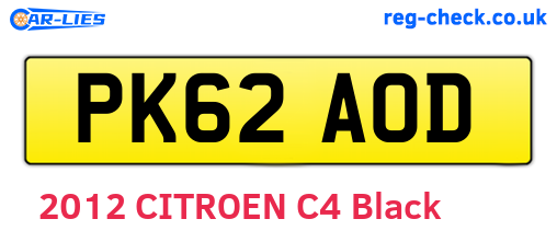 PK62AOD are the vehicle registration plates.