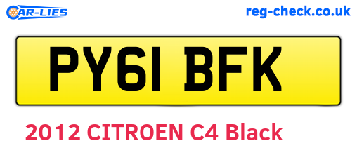 PY61BFK are the vehicle registration plates.