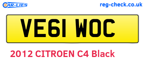 VE61WOC are the vehicle registration plates.