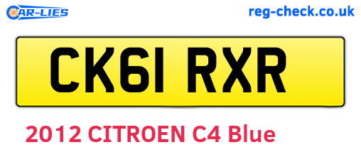 CK61RXR are the vehicle registration plates.