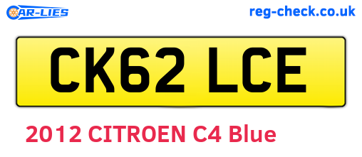 CK62LCE are the vehicle registration plates.