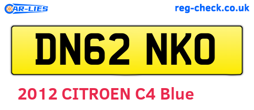 DN62NKO are the vehicle registration plates.