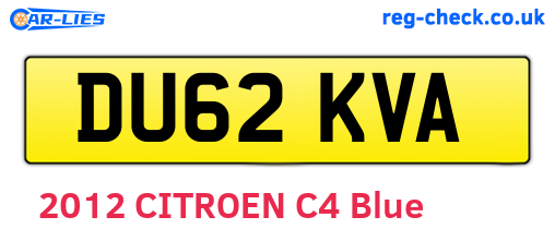 DU62KVA are the vehicle registration plates.