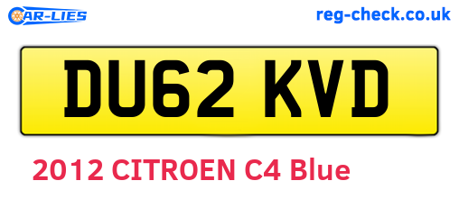 DU62KVD are the vehicle registration plates.