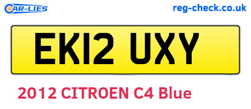 EK12UXY are the vehicle registration plates.