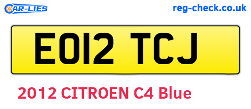 EO12TCJ are the vehicle registration plates.