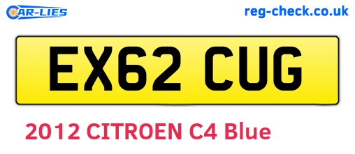 EX62CUG are the vehicle registration plates.