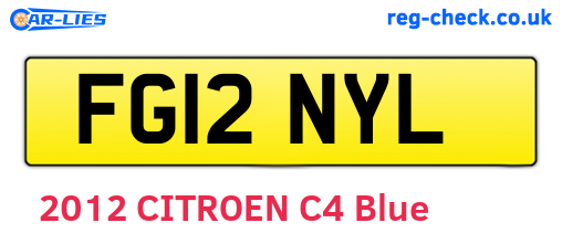 FG12NYL are the vehicle registration plates.
