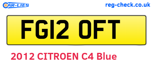 FG12OFT are the vehicle registration plates.