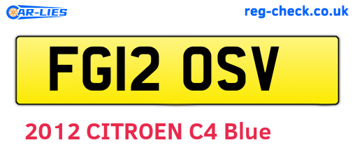 FG12OSV are the vehicle registration plates.