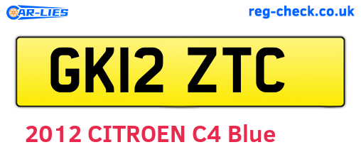 GK12ZTC are the vehicle registration plates.
