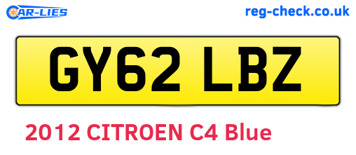 GY62LBZ are the vehicle registration plates.
