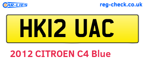 HK12UAC are the vehicle registration plates.