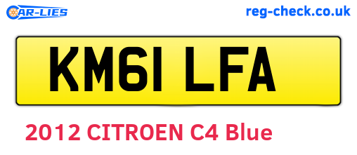 KM61LFA are the vehicle registration plates.
