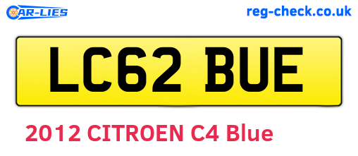 LC62BUE are the vehicle registration plates.