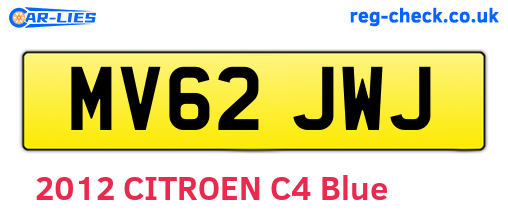 MV62JWJ are the vehicle registration plates.